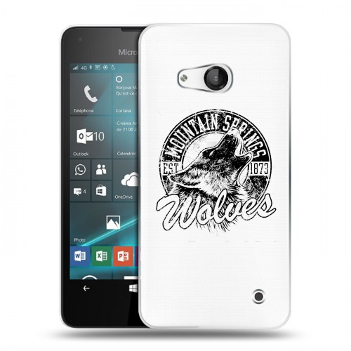 Полупрозрачный дизайнерский пластиковый чехол для Microsoft Lumia 550 Волки