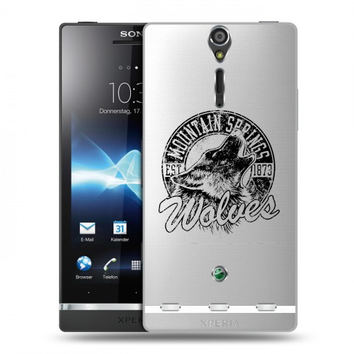 Полупрозрачный дизайнерский пластиковый чехол для Sony Xperia S Волки