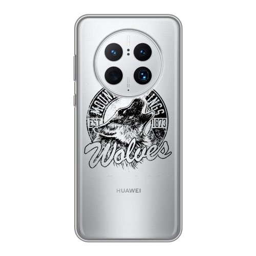 Полупрозрачный дизайнерский силиконовый с усиленными углами чехол для Huawei Mate 50 Pro Волки