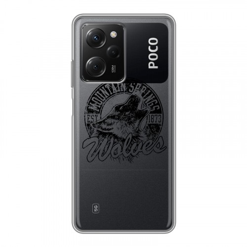 Полупрозрачный дизайнерский силиконовый чехол для Xiaomi Poco X5 Pro Волки