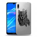 Полупрозрачный дизайнерский пластиковый чехол для Huawei Y6 (2019) Волки