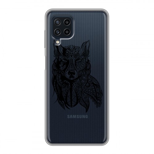 Полупрозрачный дизайнерский силиконовый чехол для Samsung Galaxy A22 Волки