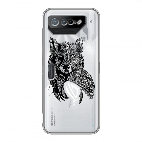 Полупрозрачный дизайнерский пластиковый чехол для ASUS ROG Phone 7 Волки