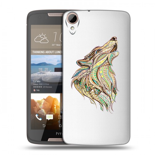 Полупрозрачный дизайнерский пластиковый чехол для HTC Desire 828 Волки