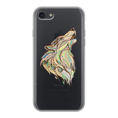 Полупрозрачный дизайнерский силиконовый чехол для Iphone 7 Волки