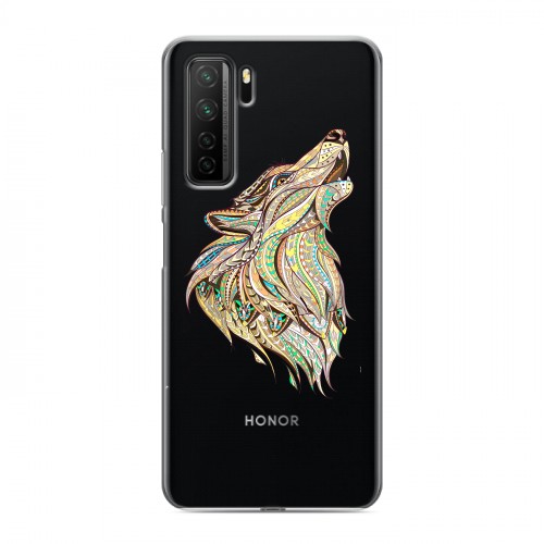 Полупрозрачный дизайнерский силиконовый с усиленными углами чехол для Huawei Honor 30S Волки