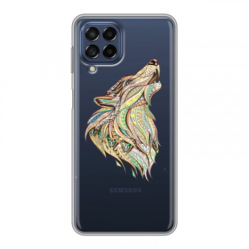 Полупрозрачный дизайнерский силиконовый с усиленными углами чехол для Samsung Galaxy M53 5G Волки