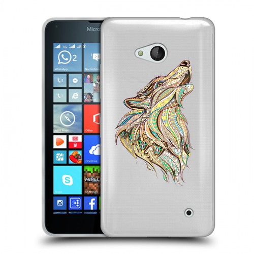 Полупрозрачный дизайнерский пластиковый чехол для Microsoft Lumia 640 Волки