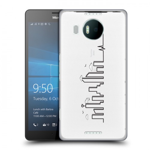 Полупрозрачный дизайнерский пластиковый чехол для Microsoft Lumia 950 XL Прозрачные города