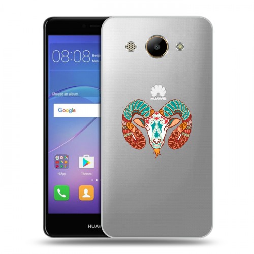 Полупрозрачный дизайнерский пластиковый чехол для Huawei Y3 (2017) Прозрачные знаки зодиака