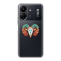 Полупрозрачный дизайнерский силиконовый чехол для Xiaomi Poco C65 Прозрачные знаки зодиака