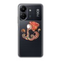 Полупрозрачный дизайнерский пластиковый чехол для Xiaomi Poco C65 Прозрачные знаки зодиака