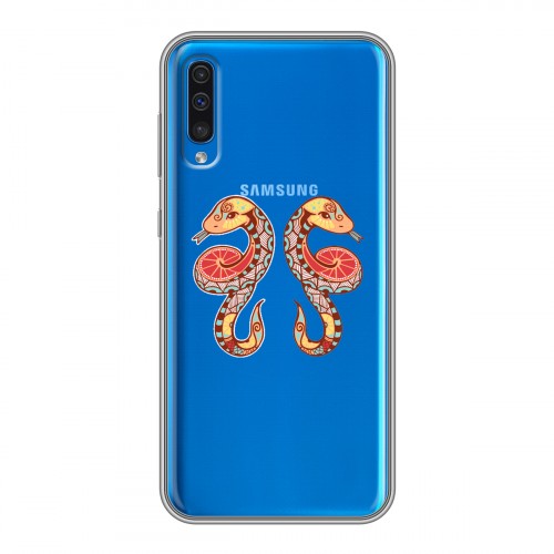 Полупрозрачный дизайнерский пластиковый чехол для Samsung Galaxy A50 Прозрачные знаки зодиака