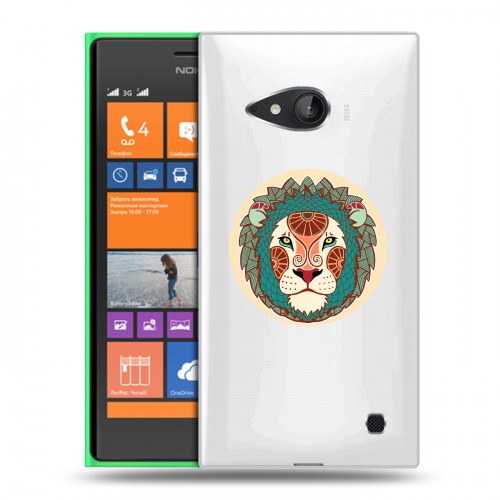 Полупрозрачный дизайнерский пластиковый чехол для Nokia Lumia 730/735 Прозрачные знаки зодиака