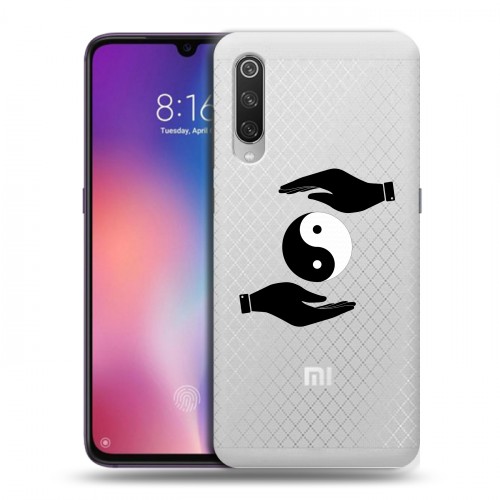 Полупрозрачный дизайнерский силиконовый с усиленными углами чехол для Xiaomi Mi9 Инь и ян