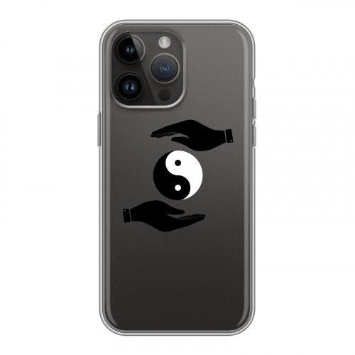 Полупрозрачный дизайнерский силиконовый с усиленными углами чехол для Iphone 14 Pro Max Инь и ян