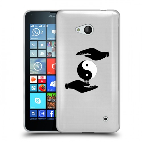 Полупрозрачный дизайнерский пластиковый чехол для Microsoft Lumia 640 Инь и ян