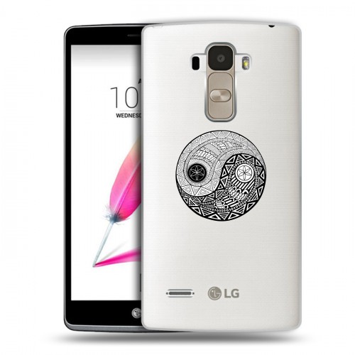 Полупрозрачный дизайнерский пластиковый чехол для LG G4 Stylus Инь и ян