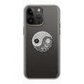 Полупрозрачный дизайнерский силиконовый с усиленными углами чехол для Iphone 14 Pro Max Инь и ян