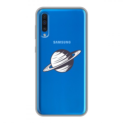 Полупрозрачный дизайнерский силиконовый с усиленными углами чехол для Samsung Galaxy A50 Космос