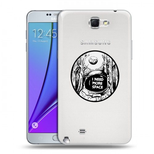Полупрозрачный дизайнерский пластиковый чехол для Samsung Galaxy Note 2 Космос