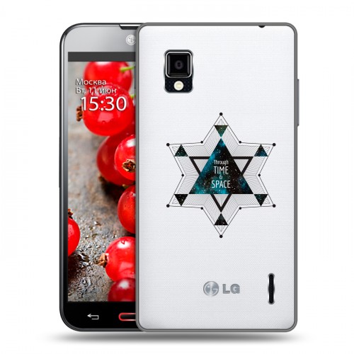 Полупрозрачный дизайнерский пластиковый чехол для LG Optimus G Космос