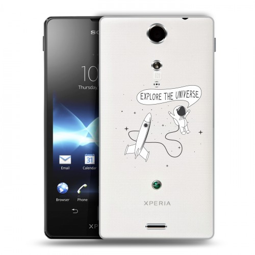 Полупрозрачный дизайнерский пластиковый чехол для Sony Xperia TX Космос