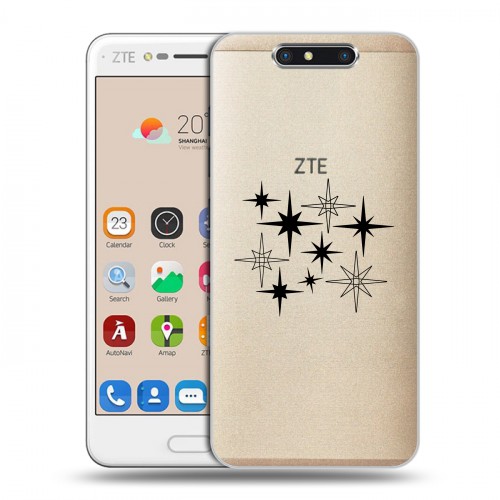 Полупрозрачный дизайнерский пластиковый чехол для ZTE Blade V8 Космос