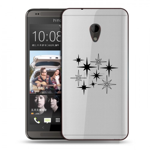 Полупрозрачный дизайнерский пластиковый чехол для HTC Desire 700 Космос