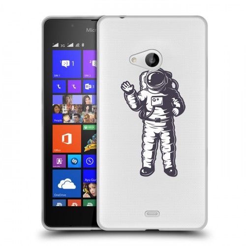 Полупрозрачный дизайнерский пластиковый чехол для Microsoft Lumia 540 Прозрачный космос