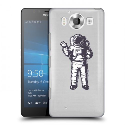 Полупрозрачный дизайнерский пластиковый чехол для Microsoft Lumia 950 Прозрачный космос