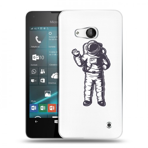 Полупрозрачный дизайнерский пластиковый чехол для Microsoft Lumia 550 Прозрачный космос