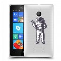 Полупрозрачный дизайнерский пластиковый чехол для Microsoft Lumia 435 Прозрачный космос