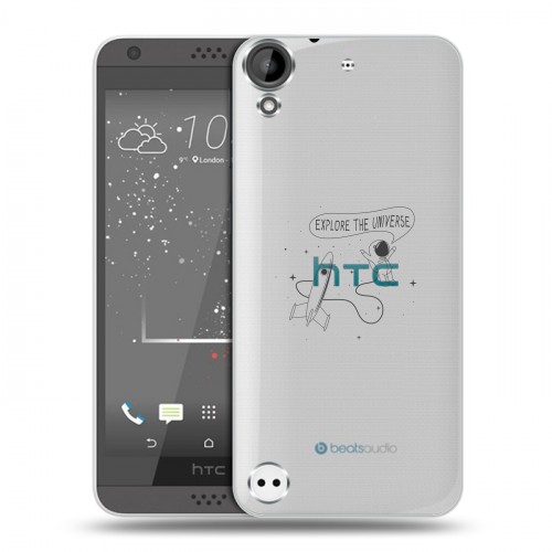 Полупрозрачный дизайнерский пластиковый чехол для HTC Desire 530 Прозрачный космос