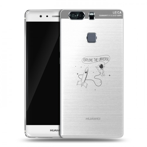 Полупрозрачный дизайнерский пластиковый чехол для Huawei P9 Plus Прозрачный космос