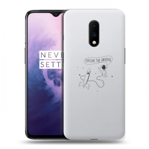 Полупрозрачный дизайнерский пластиковый чехол для OnePlus 7 Прозрачный космос