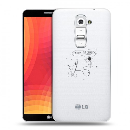 Полупрозрачный дизайнерский пластиковый чехол для LG Optimus G2 Прозрачный космос