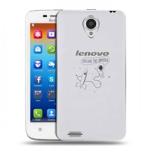 Полупрозрачный дизайнерский пластиковый чехол для Lenovo S650 Ideaphone Прозрачный космос