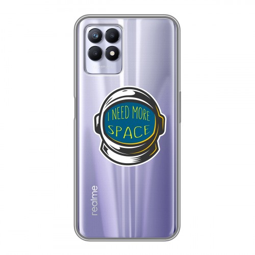 Полупрозрачный дизайнерский силиконовый чехол для Realme 8i Прозрачный космос
