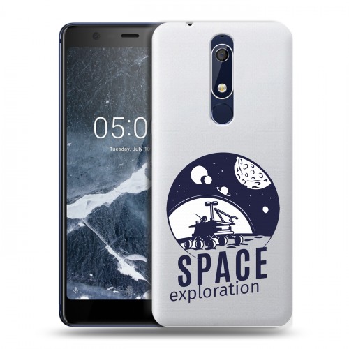 Полупрозрачный дизайнерский пластиковый чехол для Nokia 5.1 Прозрачный космос