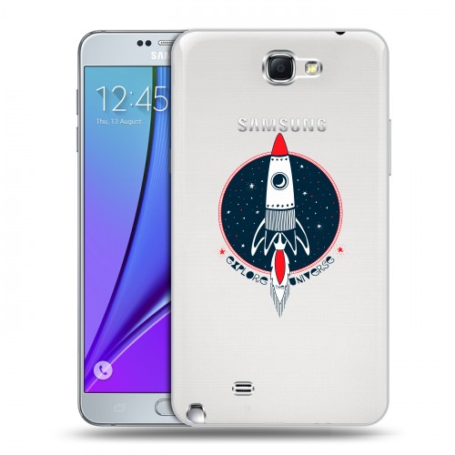 Полупрозрачный дизайнерский пластиковый чехол для Samsung Galaxy Note 2 Прозрачный космос