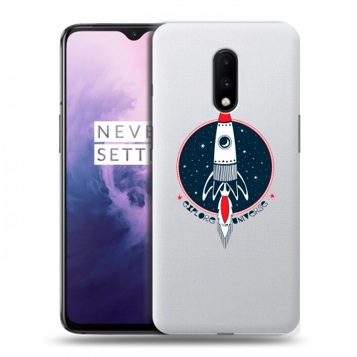 Полупрозрачный дизайнерский пластиковый чехол для OnePlus 7 Прозрачный космос