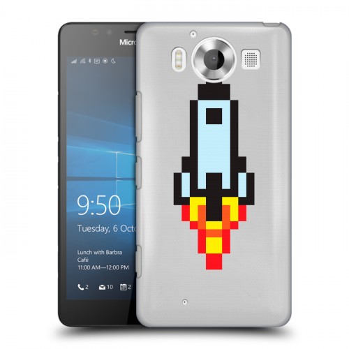 Полупрозрачный дизайнерский пластиковый чехол для Microsoft Lumia 950 Прозрачный космос