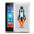 Полупрозрачный дизайнерский пластиковый чехол для Microsoft Lumia 435 Прозрачный космос