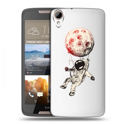 Полупрозрачный дизайнерский пластиковый чехол для HTC Desire 828 Прозрачный космос