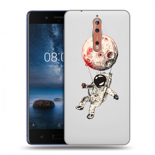 Полупрозрачный дизайнерский пластиковый чехол для Nokia 8 Прозрачный космос