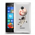 Полупрозрачный дизайнерский пластиковый чехол для Microsoft Lumia 435 Прозрачный космос