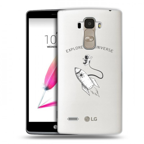 Полупрозрачный дизайнерский пластиковый чехол для LG G4 Stylus Прозрачный космос