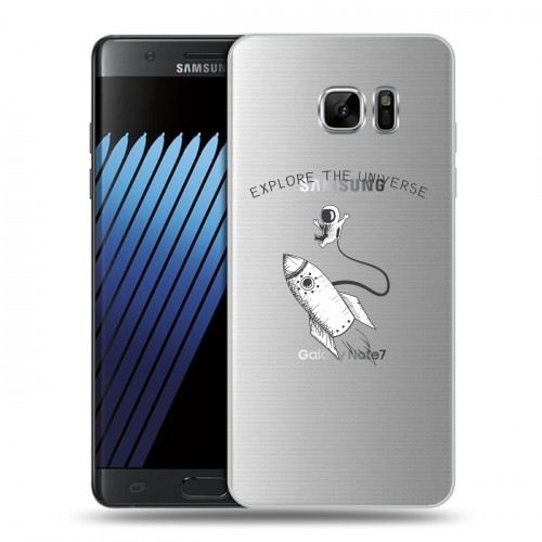 Полупрозрачный дизайнерский пластиковый чехол для Samsung Galaxy Note 7 Прозрачный космос