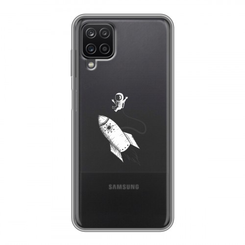 Полупрозрачный дизайнерский пластиковый чехол для Samsung Galaxy A12 Прозрачный космос